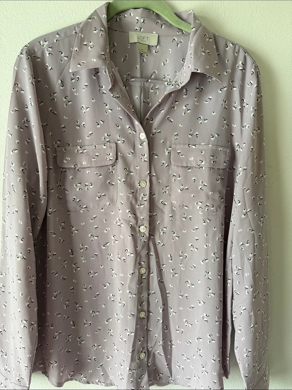 LOFT Dusty Lavender Floral Button-Down Shirt - Picture 4 of 5
